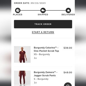 Burgandy FIGS Catarina Scrub Top